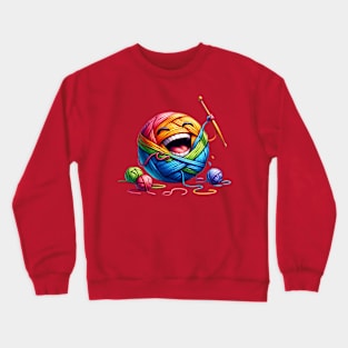 A laughing ball of yarn that is crocheting! Crewneck Sweatshirt